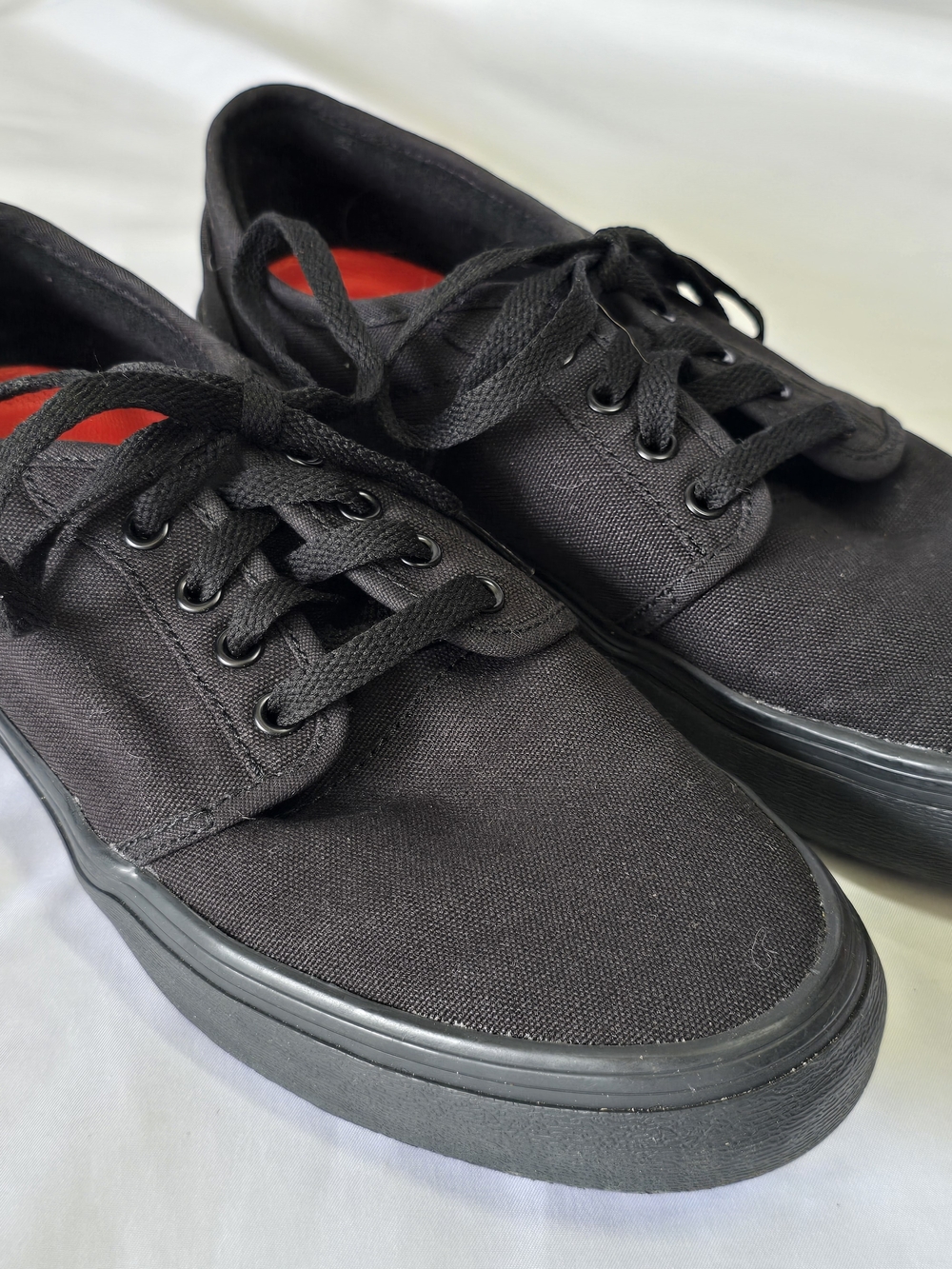 Shoes For Crews Black Canvas Low-Top Sneakers with Red Insole